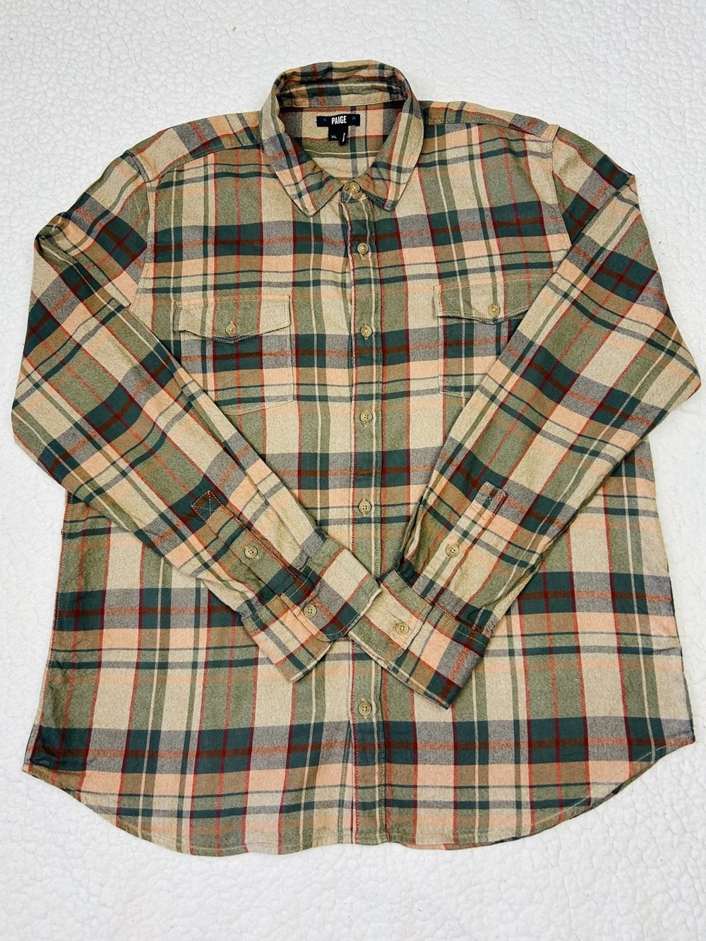 Paige Button Down Shirt Men's XL River Haze Plaid Pockets Light Flannel L/S